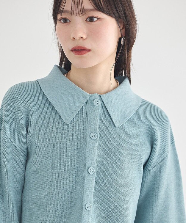 earth music&ecology 【2点SET】襟付きニットアンサンブル Blue