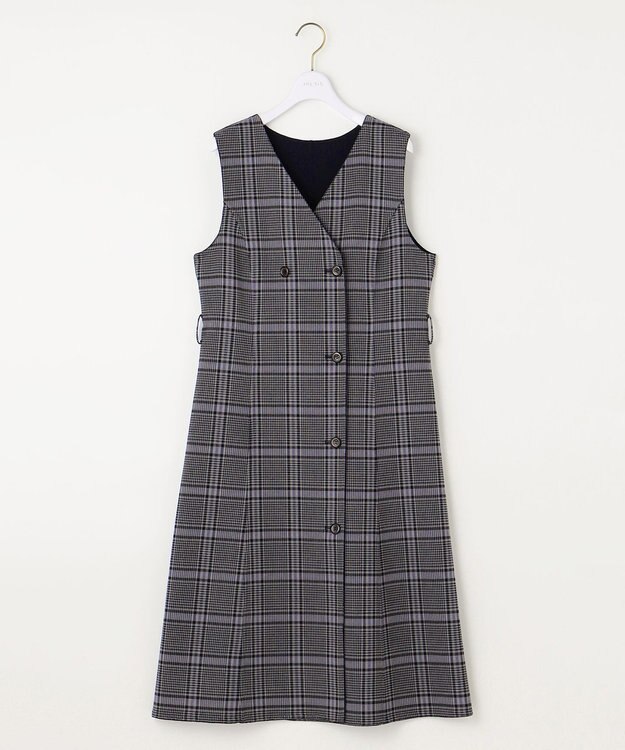 ANY SIS 【美人百花10月号掲載】リバーシブルチェックラップ ワンピース ネイビーチェック×ネイビー