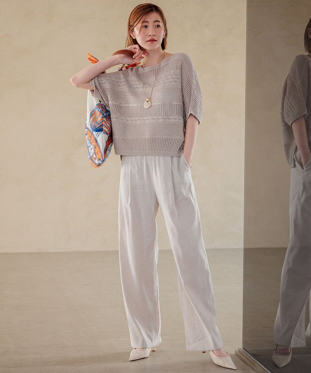 23区 S 【洗える】レーシーパターン ニット ベージュ系