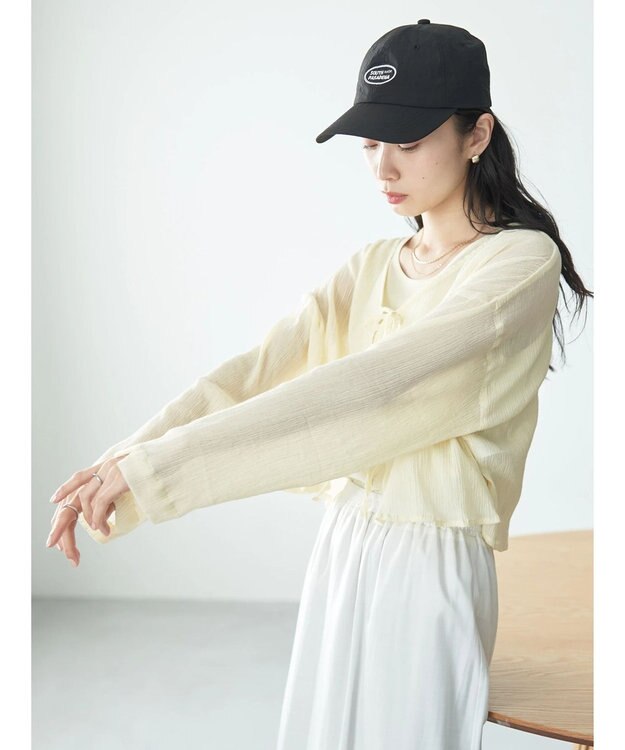 earth music&ecology ＳＥＴ２点クレープリボンブラウス＋インナー Yellow