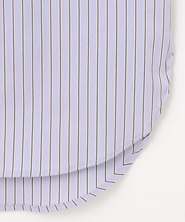 J.PRESS LADIES L 【洗える】BEZ ストライプ フリルネック ブラウス サックスブルー系1