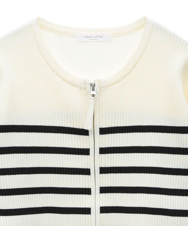 Green Parks ＺＩＰ付きニットカーディガン Border