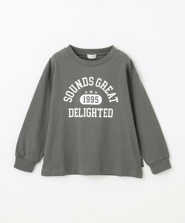 ANY KIDS ロゴプリント 長袖Tシャツ チャコール