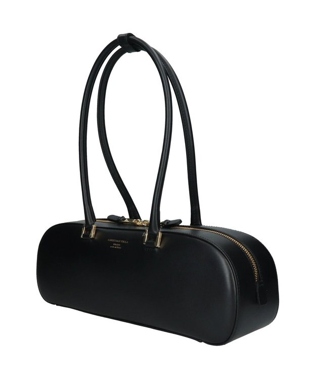 INTER-CHAUSSURES 【CHRISTIAN VILLA】レザーワイドミディアムショルダーバッグ ブラック