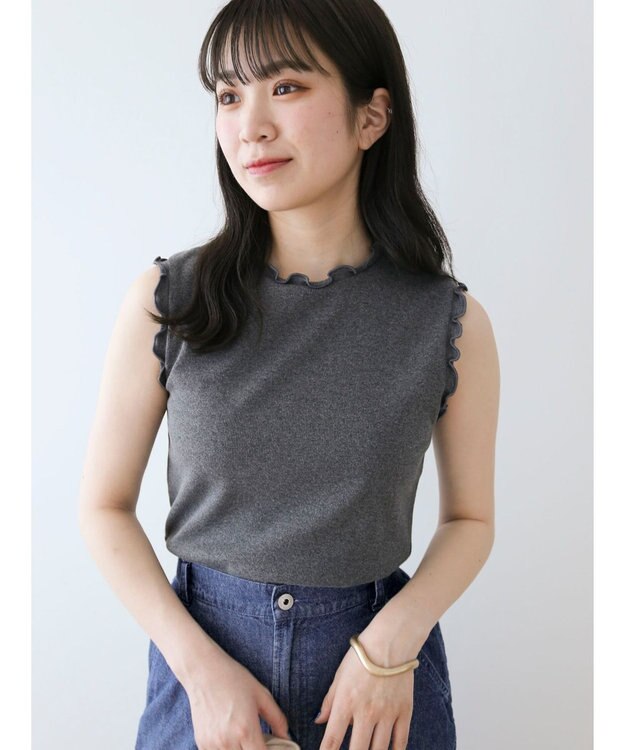 Green Parks ・Ｐｅｔｉｔ　Ｆｌｅｕｒ　メローｓｔリブタンクトップ Charcoal Gray