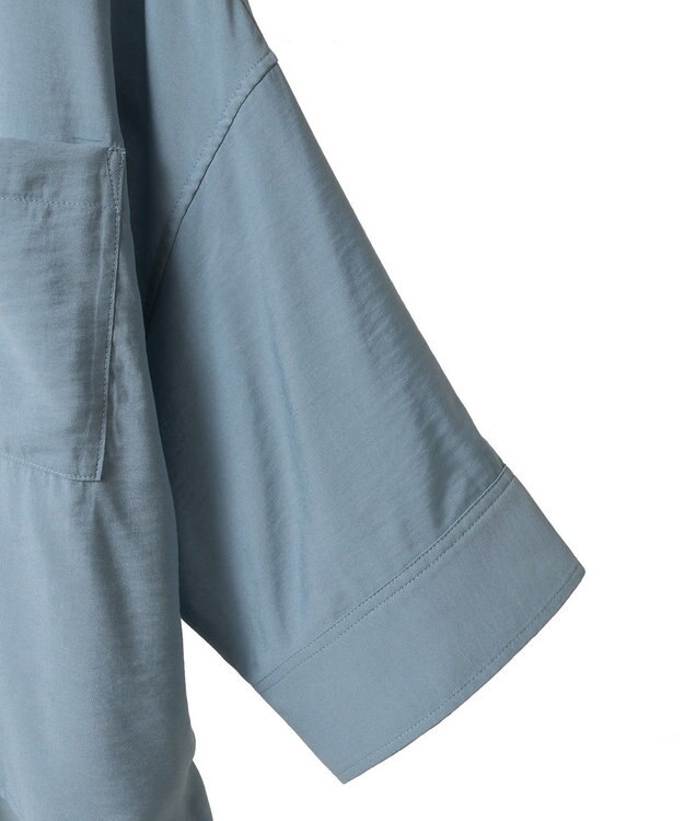 AMERICAN HOLIC 接触冷感Wポケット5分袖ショートシャツ Sax