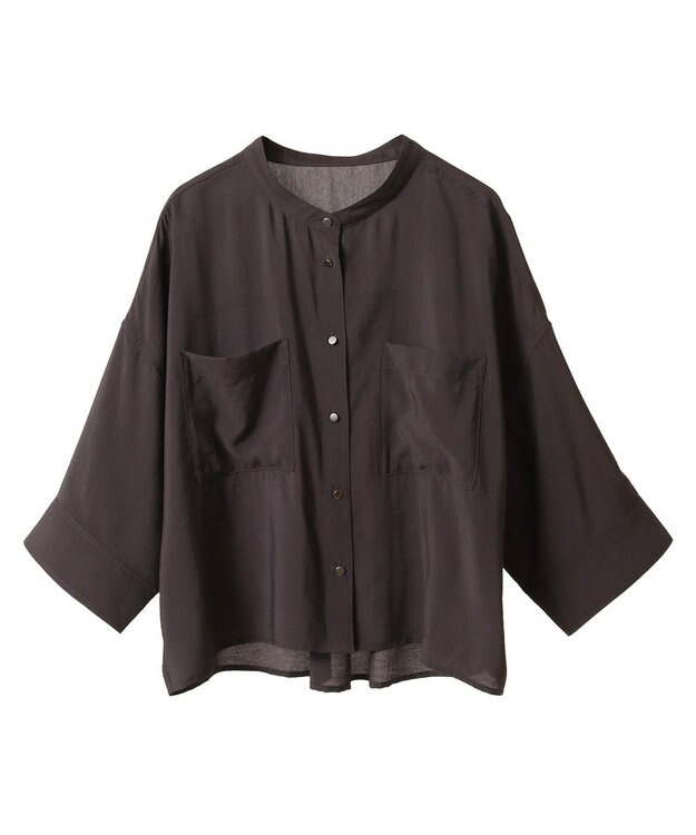 AMERICAN HOLIC 接触冷感Wポケット5分袖ショートシャツ Dark Brown