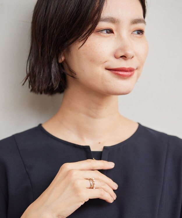 J.PRESS LADIES 【WEB限定】3way チャーム付き パール イヤカフ リング アイボリー系