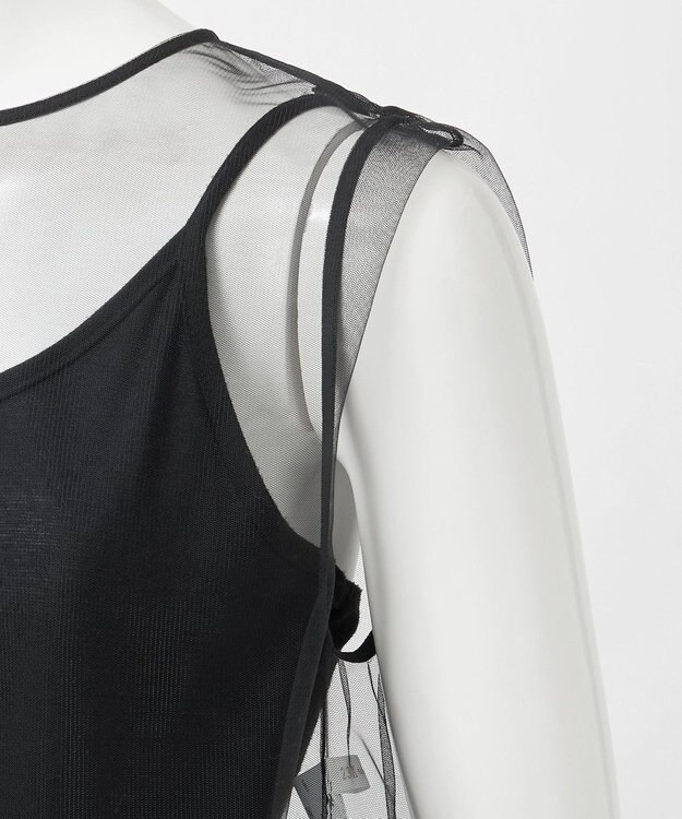 23区 【GOLD LABEL/見上愛さん着用】チュール ペプラムブラウス ブラック系