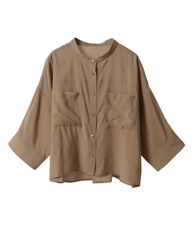 AMERICAN HOLIC 接触冷感Wポケット5分袖ショートシャツ Camel