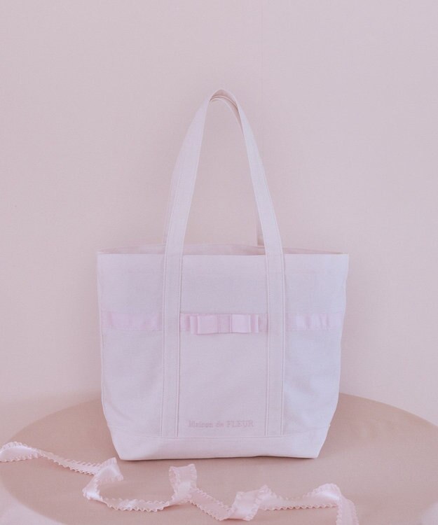 Maison de FLEUR ピンクマニアマルチポケット帆布トートMバッグ Pink
