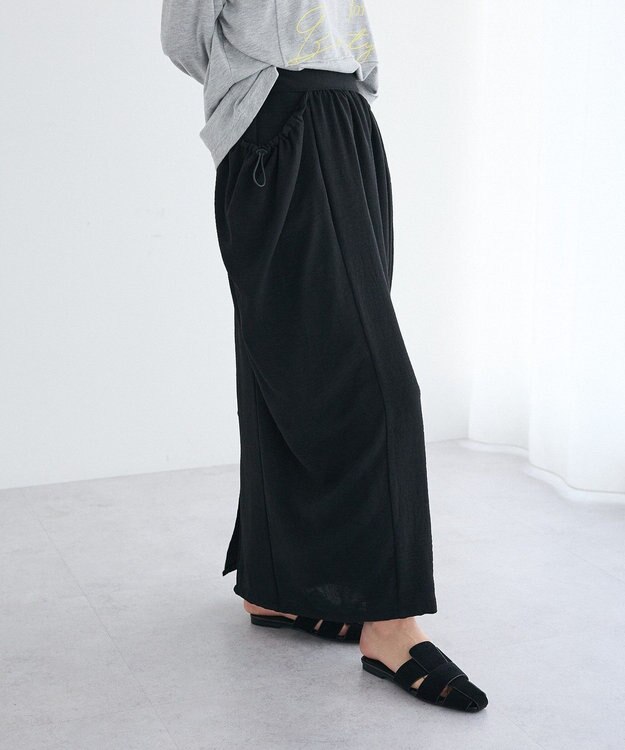 CRAFT STANDARD BOUTIQUE ドレープポケットデザインスカート Black