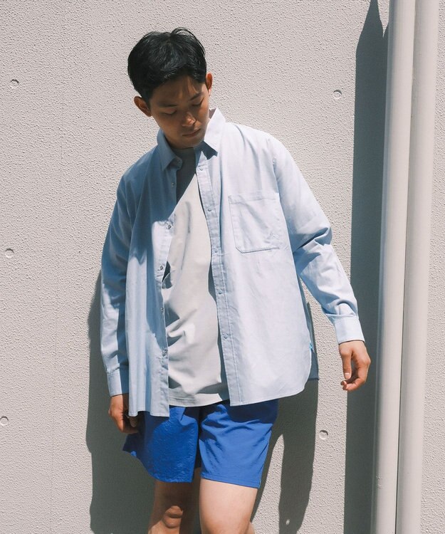 SHARE PARK MENS 【UVカット・撥水・ストレッチ】イージーデニムレギュラーカラーシャツ サックスブルー系