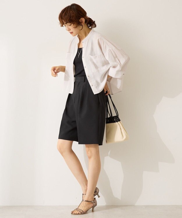 AMERICAN HOLIC 接触冷感Wポケット5分袖ショートシャツ Light Gray