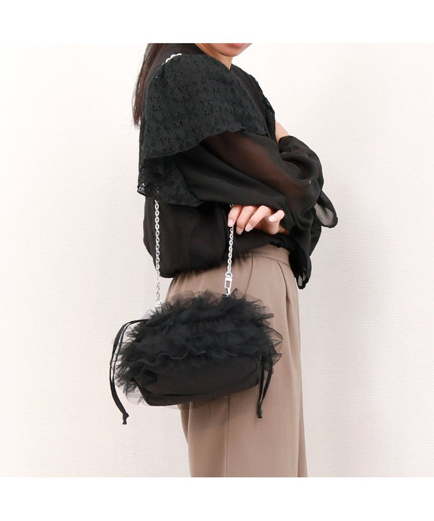 UNBILLION カシュカシュ cachecache / チュールフリルショルダーバッグ ブラック