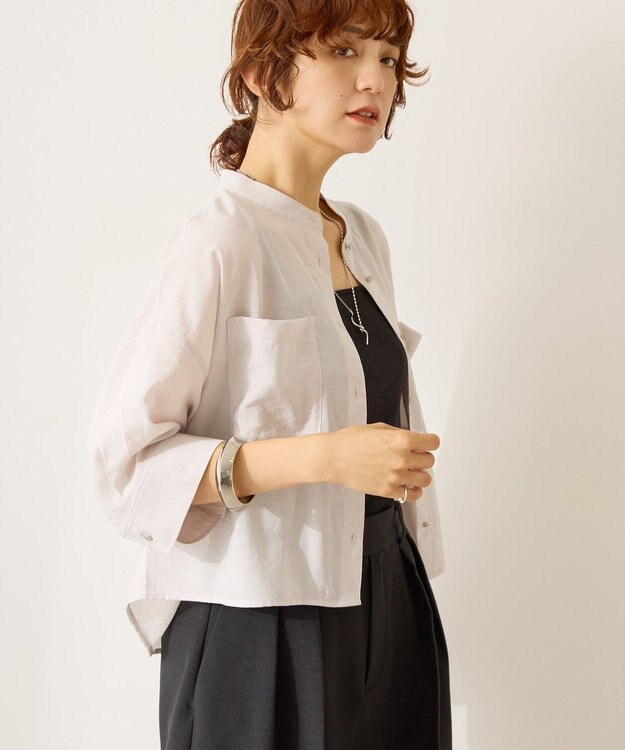 AMERICAN HOLIC 接触冷感Wポケット5分袖ショートシャツ Light Gray