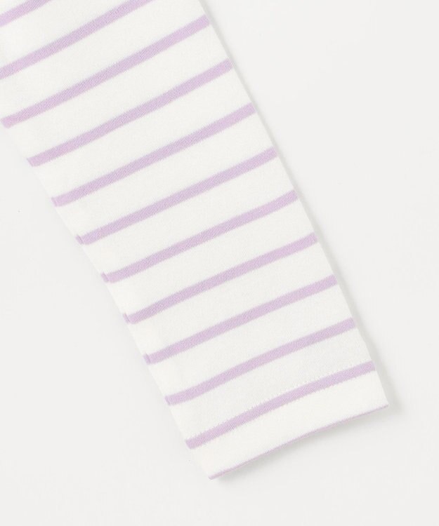 ANY KIDS リボン×ボーダー長袖Tシャツ ラベンダー×エクリュ