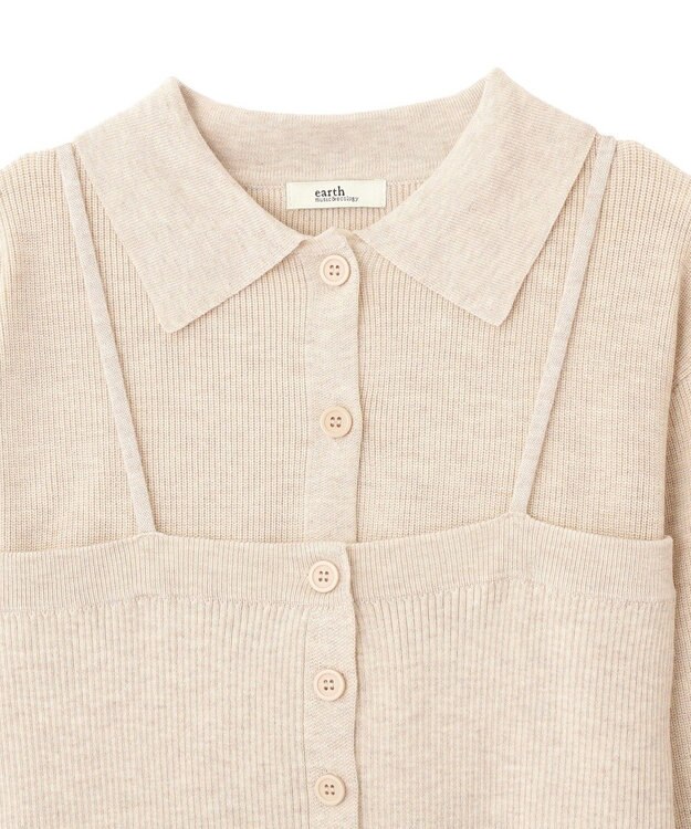 earth music&ecology 【2点SET】襟付きニットアンサンブル Gray Beige