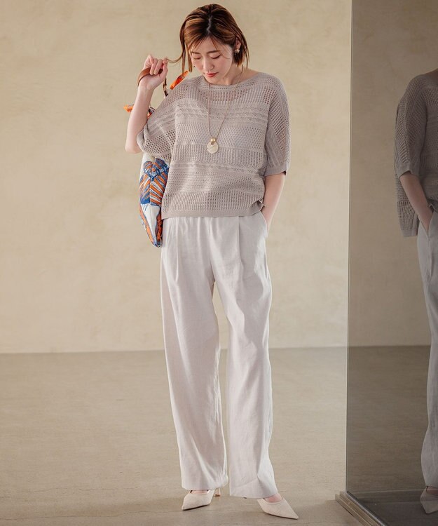 23区 S 【洗える】レーシーパターン ニット ベージュ系