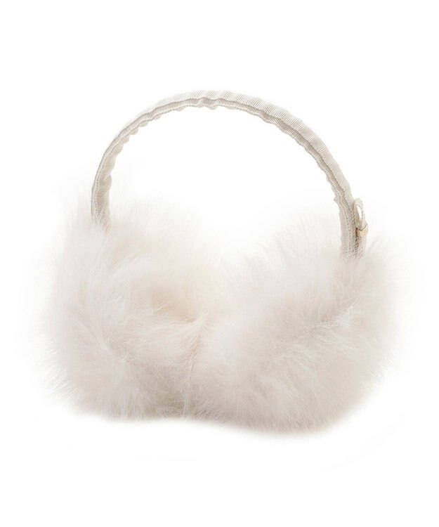 MOONBAT FURLA(フルラ)キラキラフェイクファー イヤマフ 無地 オフホワイト