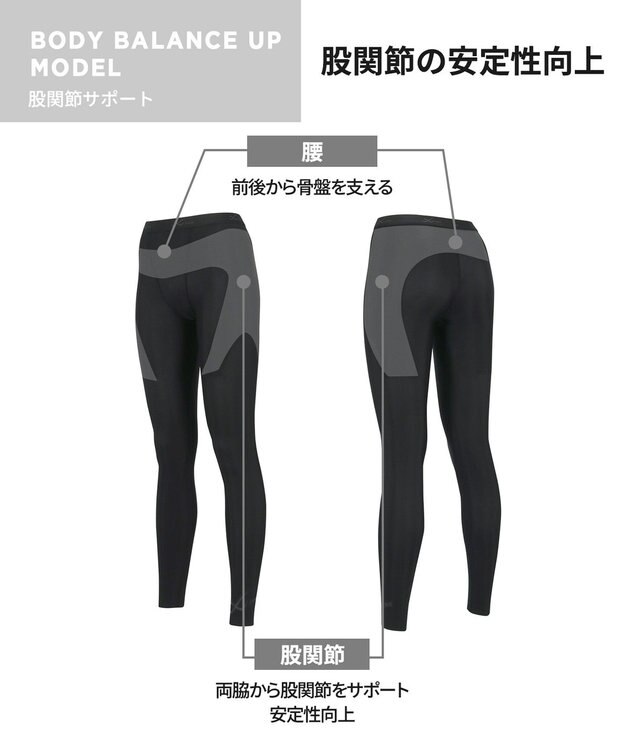 CW-X 【WOMEN】 CW-X スポーツタイツ 股関節・腰サポート 下半身の軸がブレにくい 球技 陸上 ロング 足首丈 レディース HOY509 /ワコール ブラック
