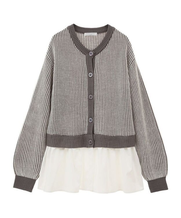 Green Parks 配色リブドッキングチュニック Gray