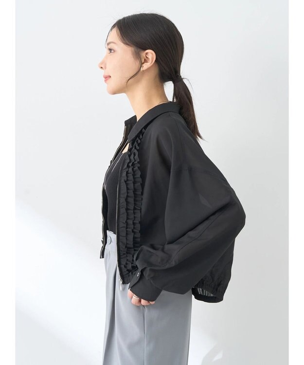 earth music&ecology フリルシャツ Black