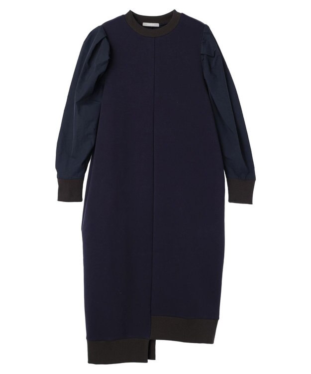 Green Parks armonia. リブ使いコクーンポンチワンピース Navy