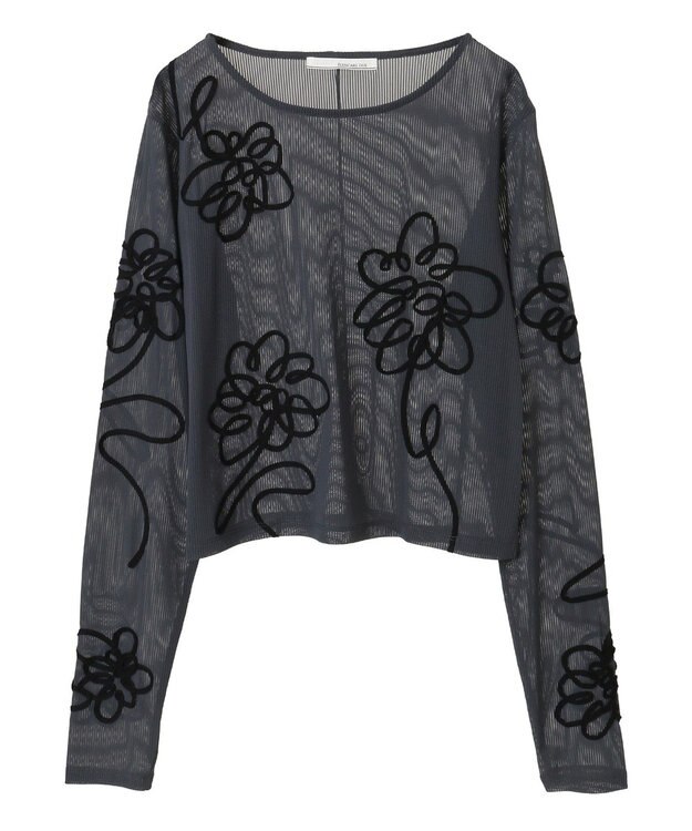 Green Parks ・ＥＬＥＮＣＡＲＥ　ＤＵＥ　コード刺繍シアーロンＴ Charcoal Gray