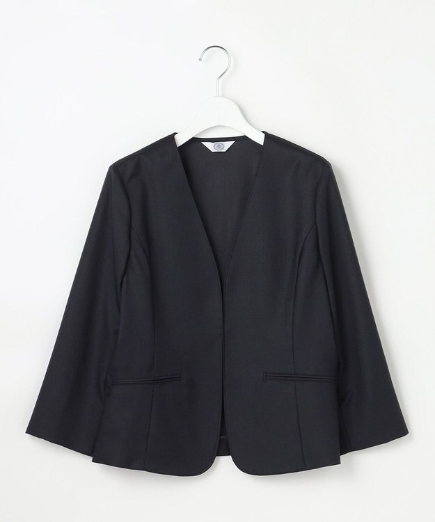 J.PRESS LADIES L OXIJEWEL ストレッチ ノーカラー ジャケット ネイビー系