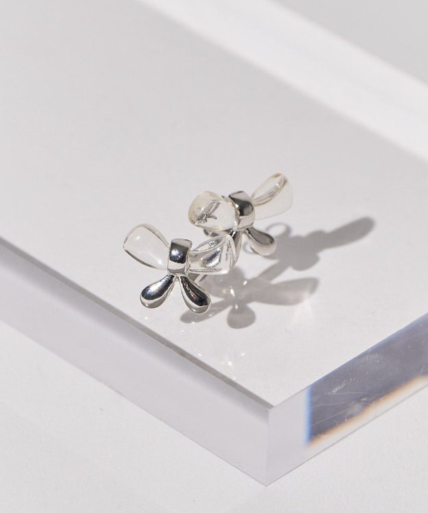 AMERICAN HOLIC クリアメタルリボンピアス Silver