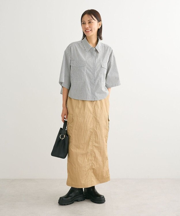 Green Parks シャイニーカーゴスカート Camel