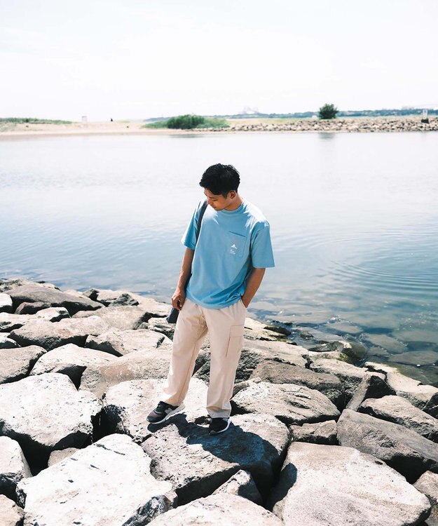 SHARE PARK MENS 【UVカット・吸水速乾・ストレッチ・軽量 】ポケットロゴTシャツ（L・XLサイズ） サックスブルー系