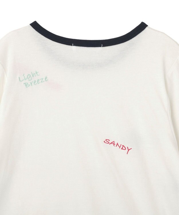 AMERICAN HOLIC ランダムロゴ刺繍リンガーTシャツ White