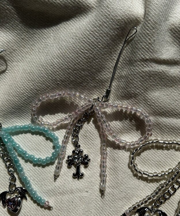 WEGO リボンビーズストラップキーホルダー 柄3