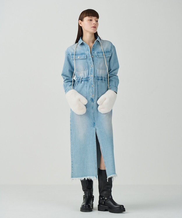 GRACE CONTINENTAL LOU ANDREA フェイクファーミトン ホワイト