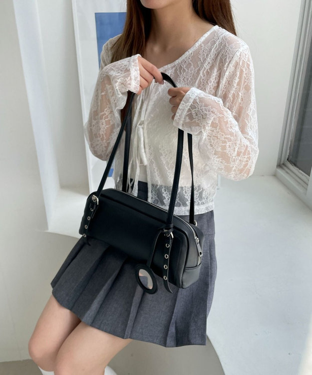 WEGO ミラー付きボストンバッグ ブラック