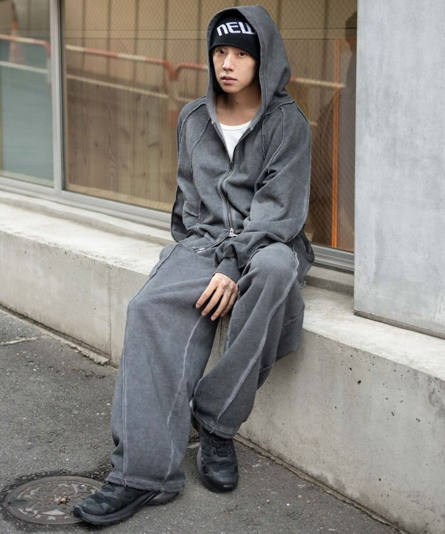 WEGO 【ユニセックス着用ITEM/MLサイズ展開】スウィッチングZIPパーカー ブラックその他