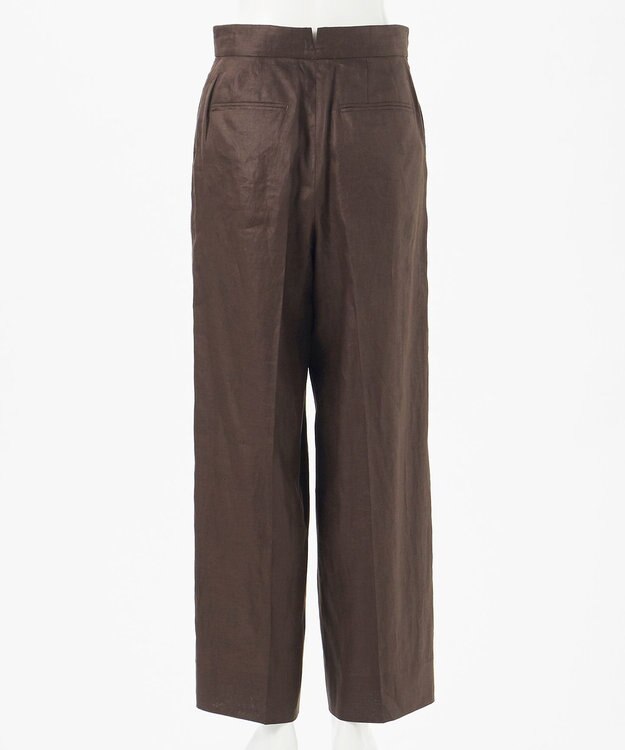 23区 【エステータ】チンツリネン ストレート ワイドパンツ ダークブラウン系