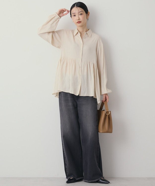 AMERICAN HOLIC サテンティアードブラウス Ivory