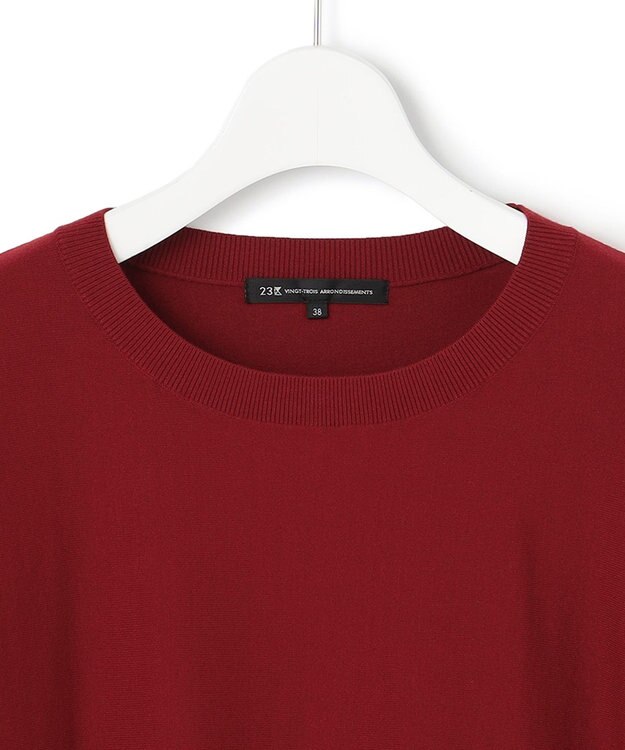 23区 L ヴィスコースストレッチ ドルマン ニット ダークレッド