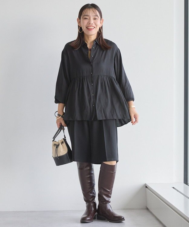 AMERICAN HOLIC サテンティアードブラウス Black