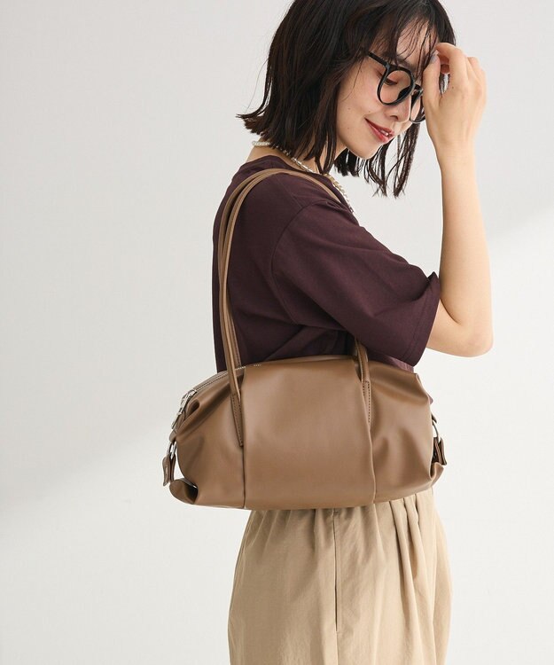 Green Parks スクエアボストンバッグ Brown