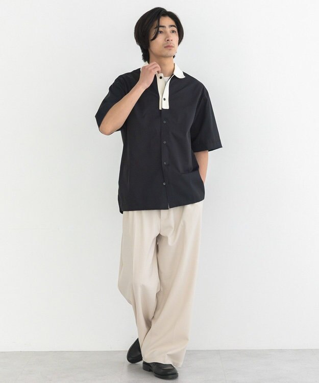 CRAFT STANDARD BOUTIQUE 【クールドライ】バイカラーニット衿ポロシャツ Black