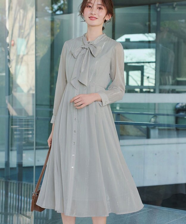 Tiaclasse L 【2WAY取り外しリボン付き】リボンタイラメシフォンワンピース ミント