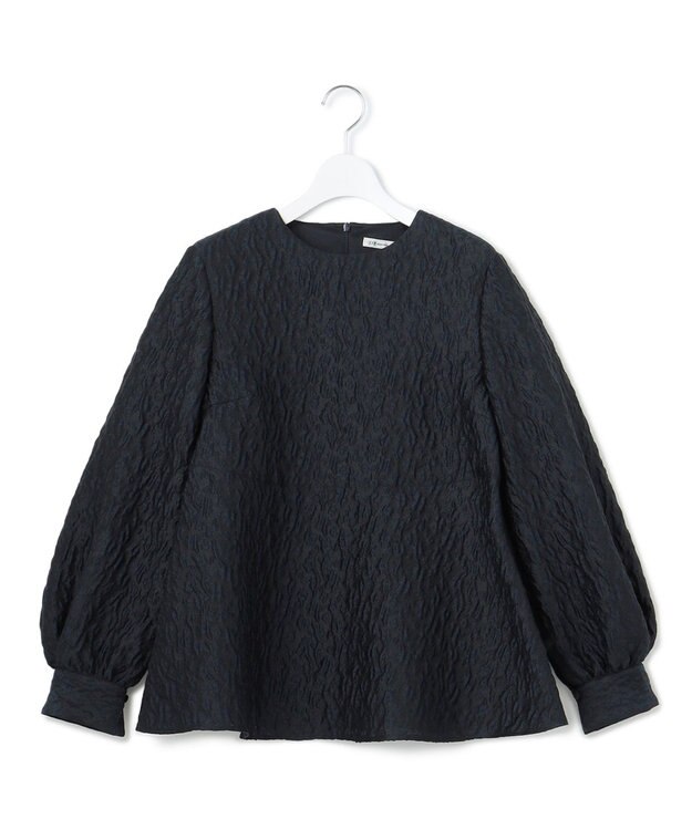 23区 S 【洗える】エクラジャカード ペプラム ブラウス ネイビー系