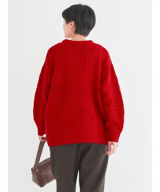 AMERICAN HOLIC パッチワークケーブルニットチュニック Red