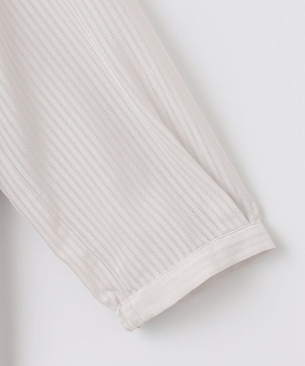 J.PRESS LADIES シャドーストライプ スリットフリルネック カットソー ライトグレー系