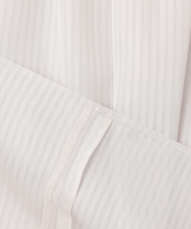 J.PRESS LADIES シャドーストライプ スリットフリルネック カットソー ライトグレー系