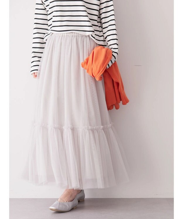 AMERICAN HOLIC ティアードチュールスカート Light Gray